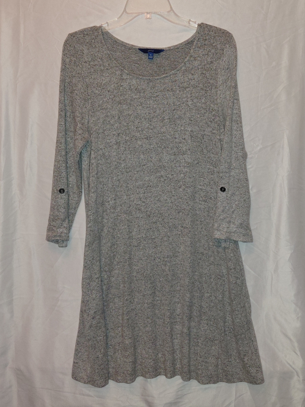 Apt. 9 Light Heather Gray Long Sleeve Swing Dress #2615